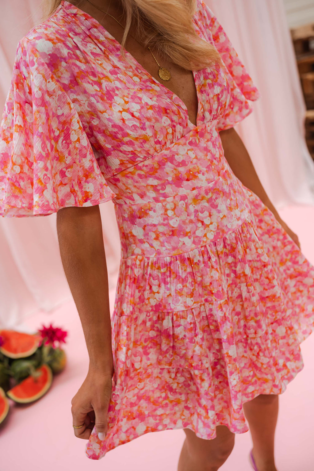 Doly dress - pink with flowers