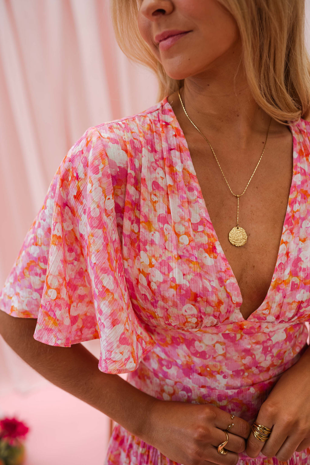 Doly dress - pink with flowers