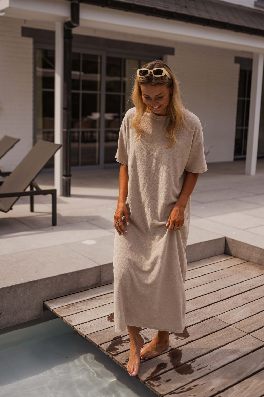 Robe Evina - beige en éponge