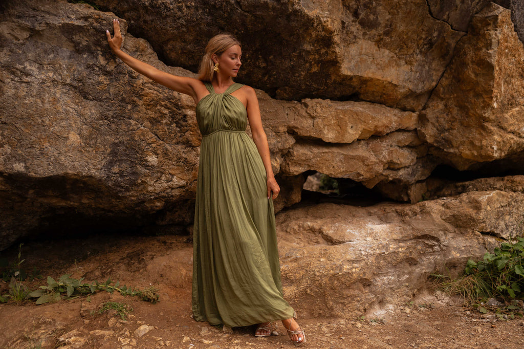 Floria dress - green silk