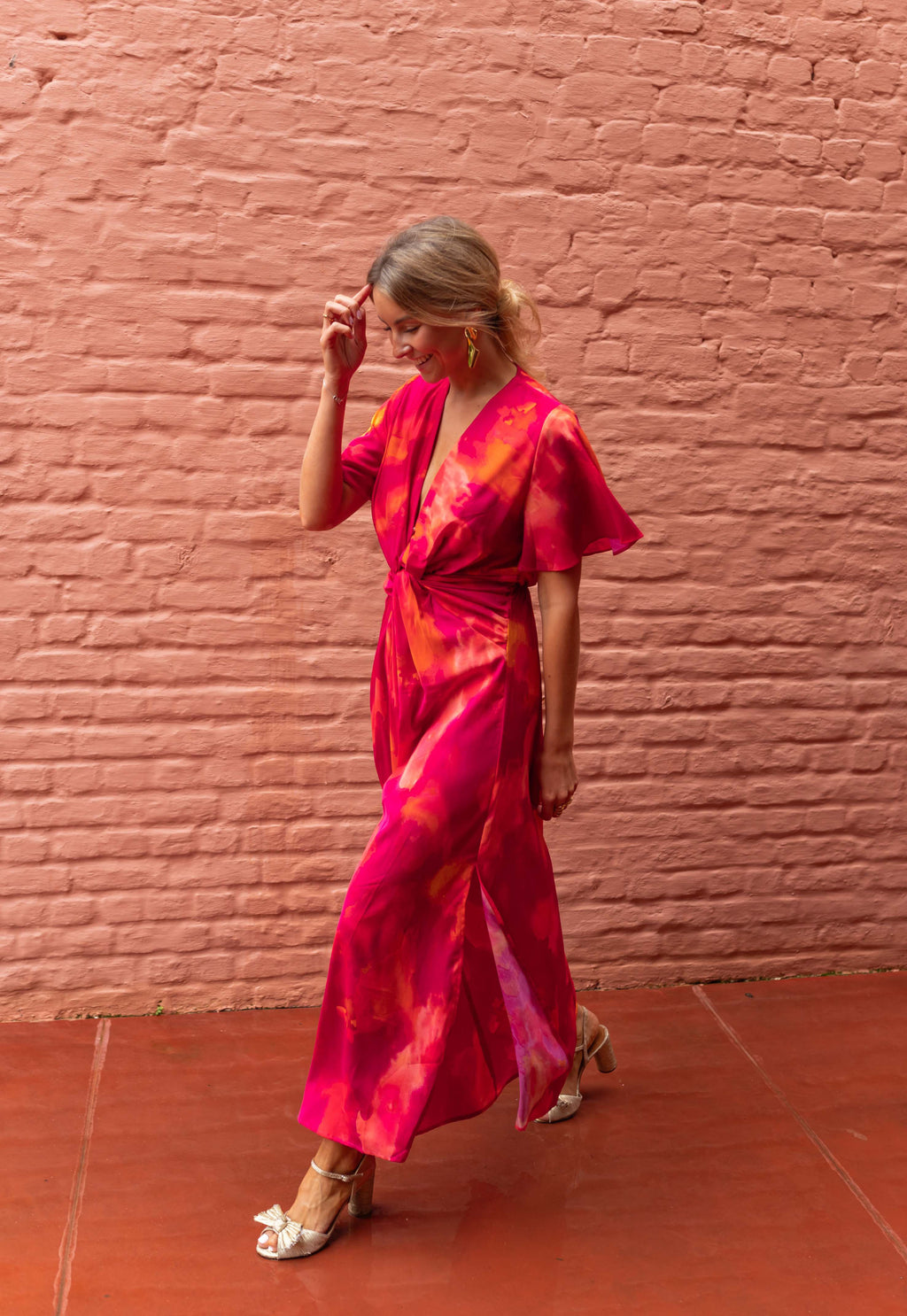 Robe Joanny - rose à motifs