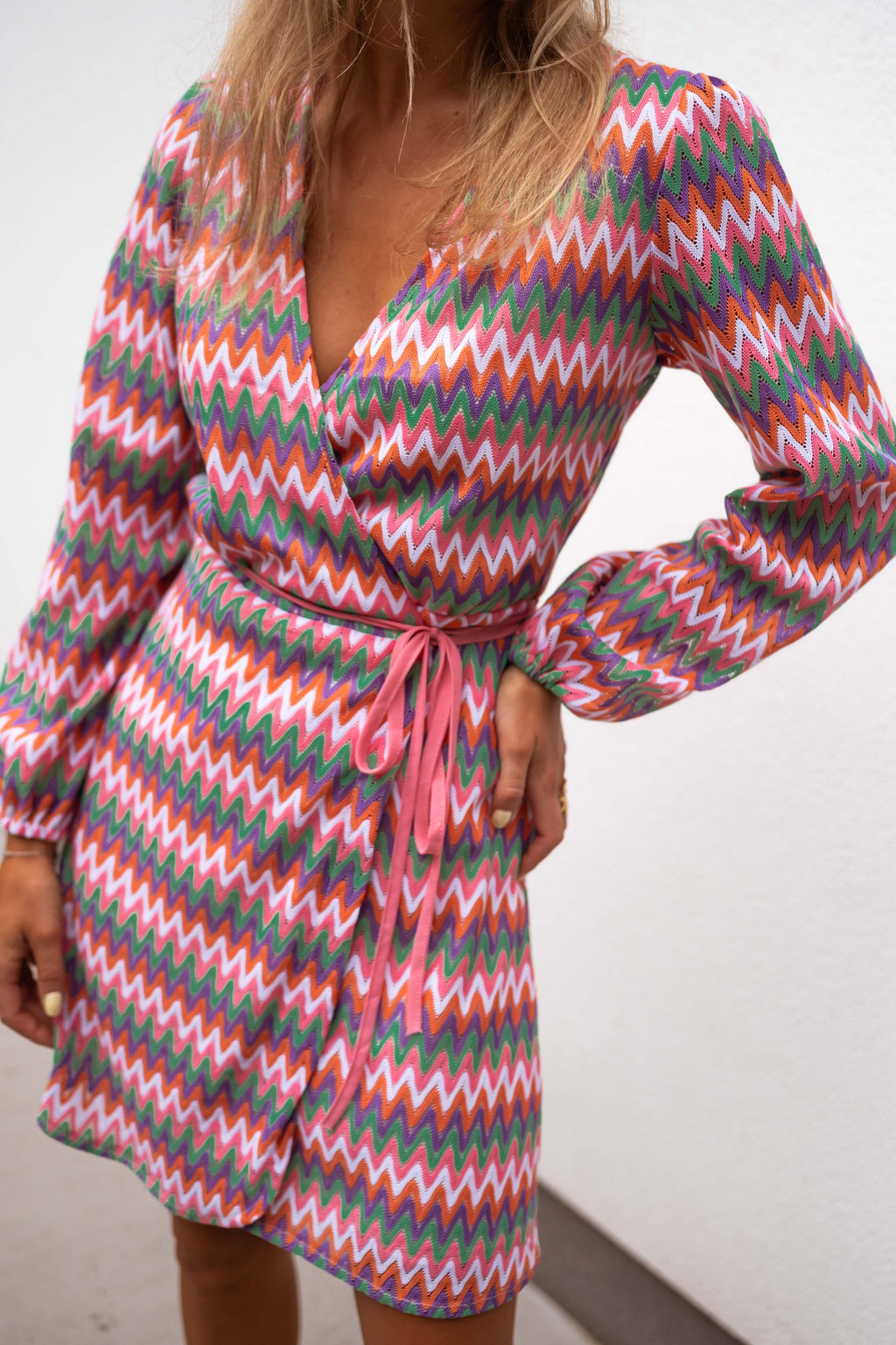 Lina Dress - Orange & Purple - Wrap Neckline Easy Clothes Lina Dress - Orange & Purple - Wrap Neckline Easy Clothes