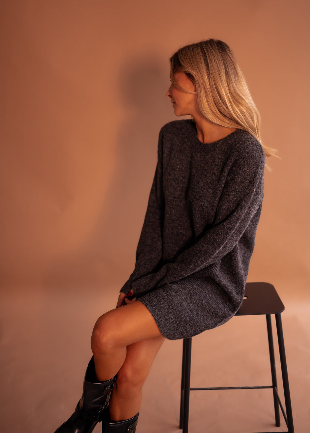 Robe Pull Mariam Grise Manches Longues Easy Clothes