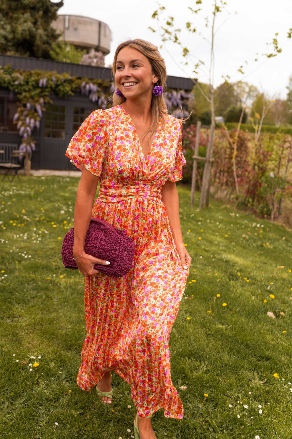 Shilow dress - orange with flowers