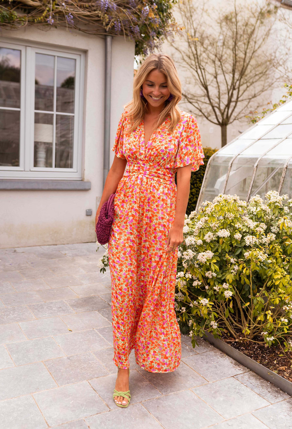 Shilow dress - orange with flowers