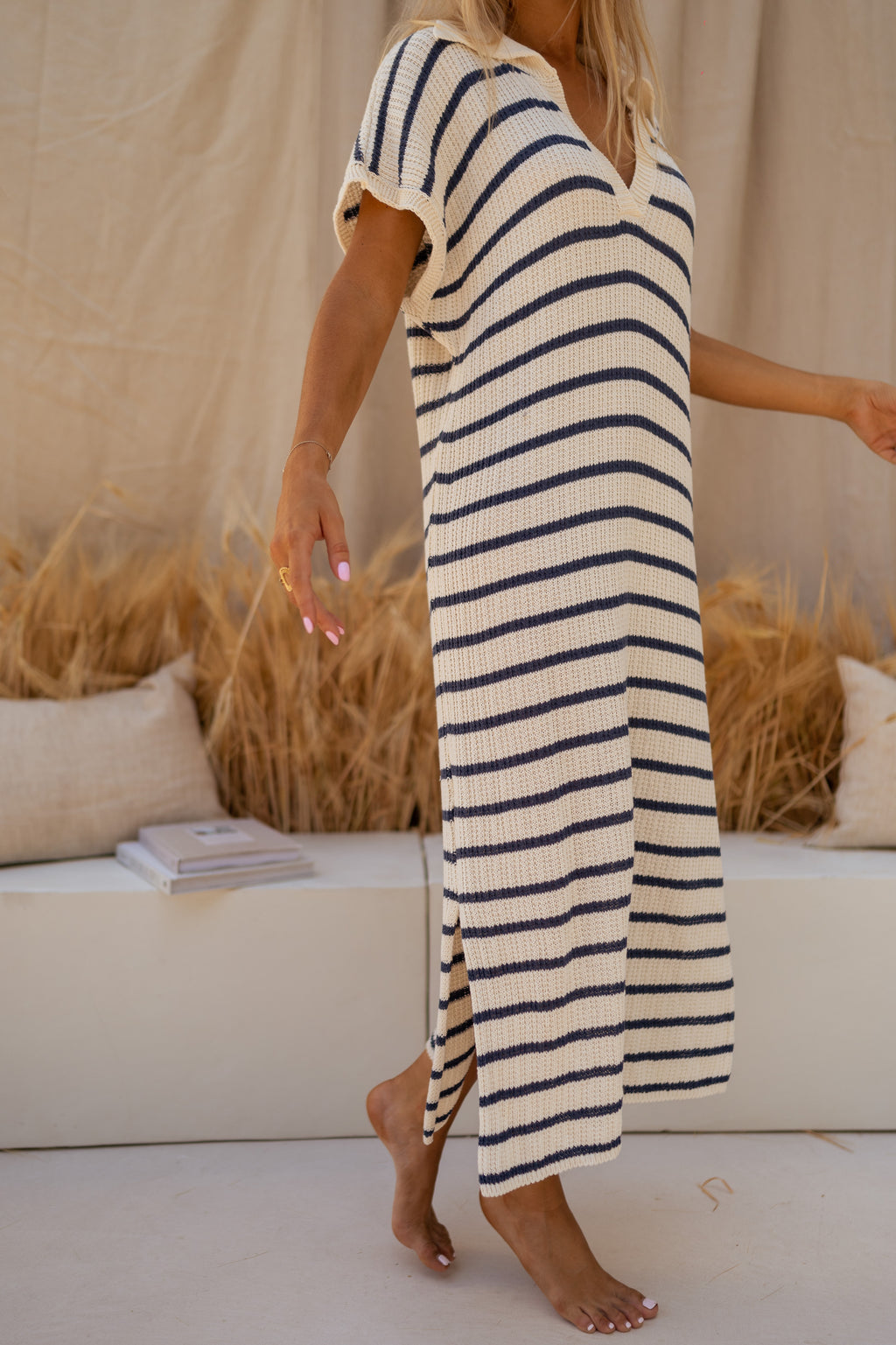 Dress Soam - with blue and ecru lines