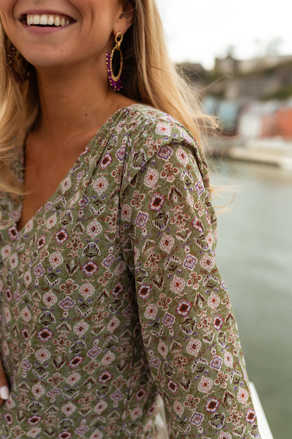 Stella dress - green patterned