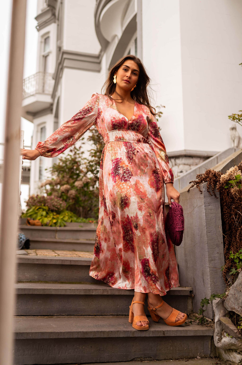 Sylva maxi dress - pink and orange