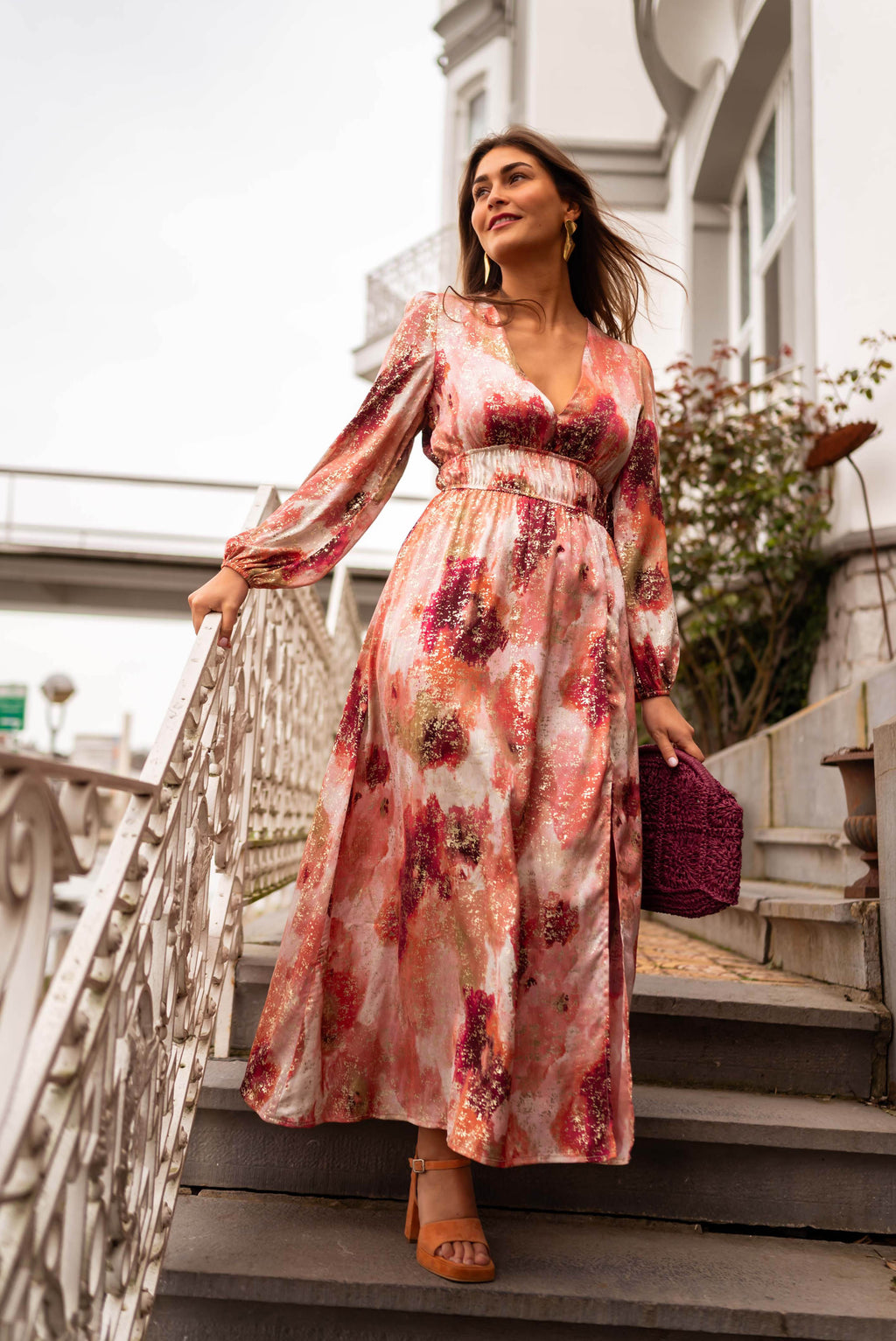 Sylva maxi dress - pink and orange