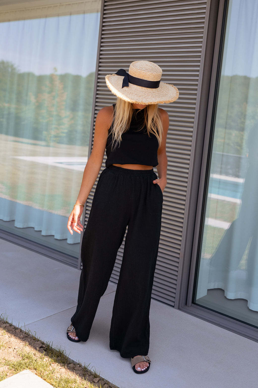 Pantalon Shiva - noir en gaze de coton