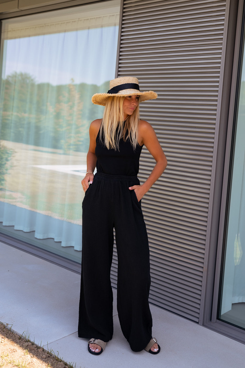 Pants Shiva - Black in coton gauze
