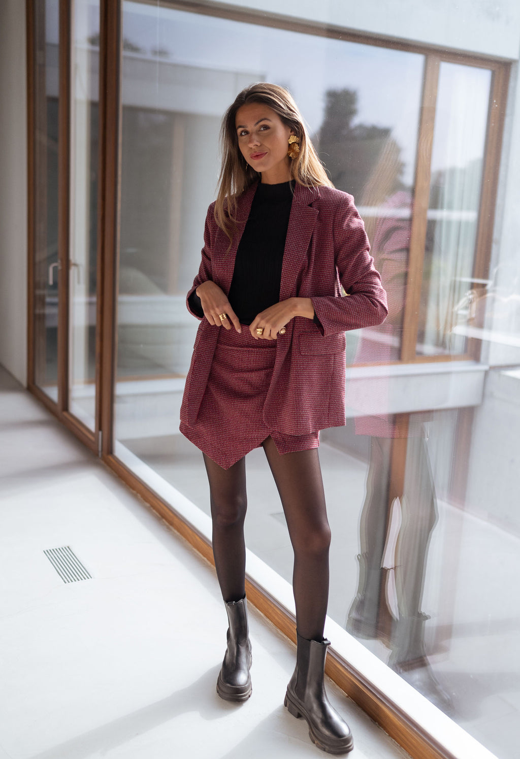 Jupe-short Isabella - rouge à carreaux