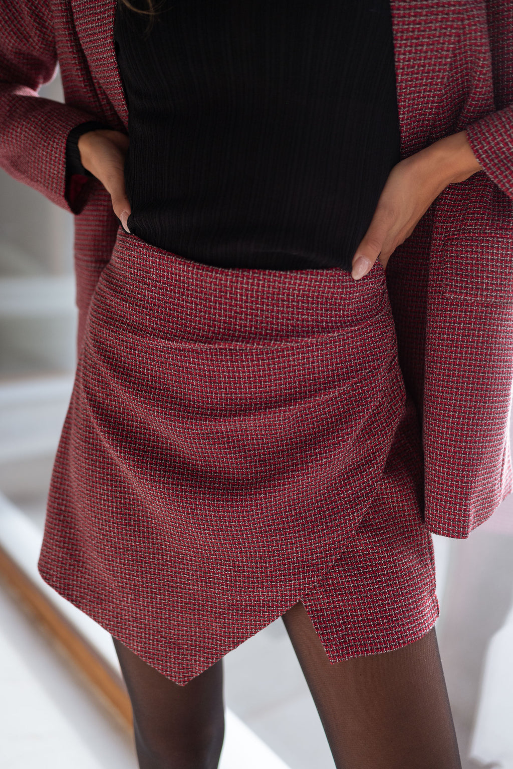 Jupe-short Isabella - rouge à carreaux