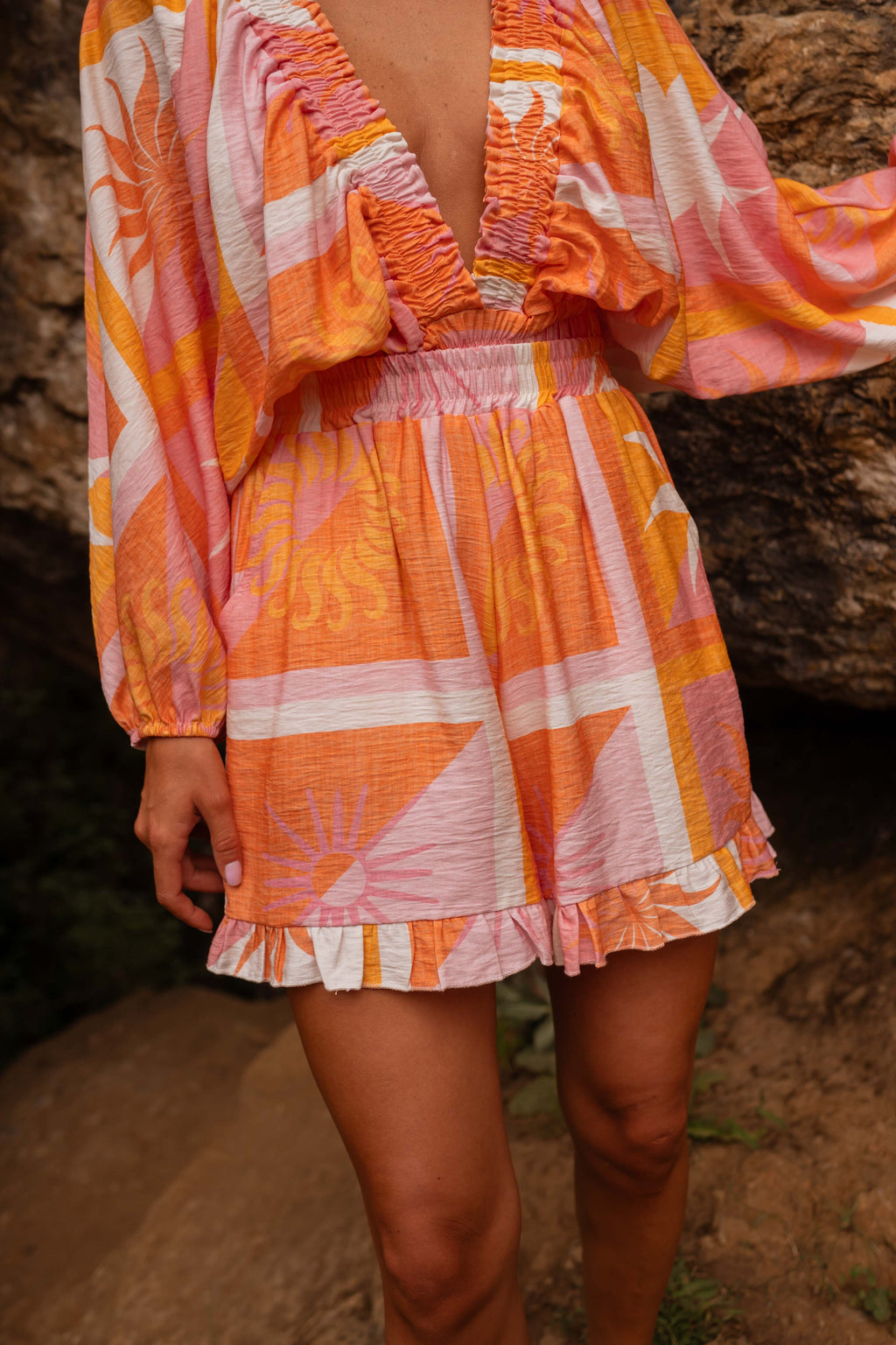 Ivanka shorts - orange with patterns