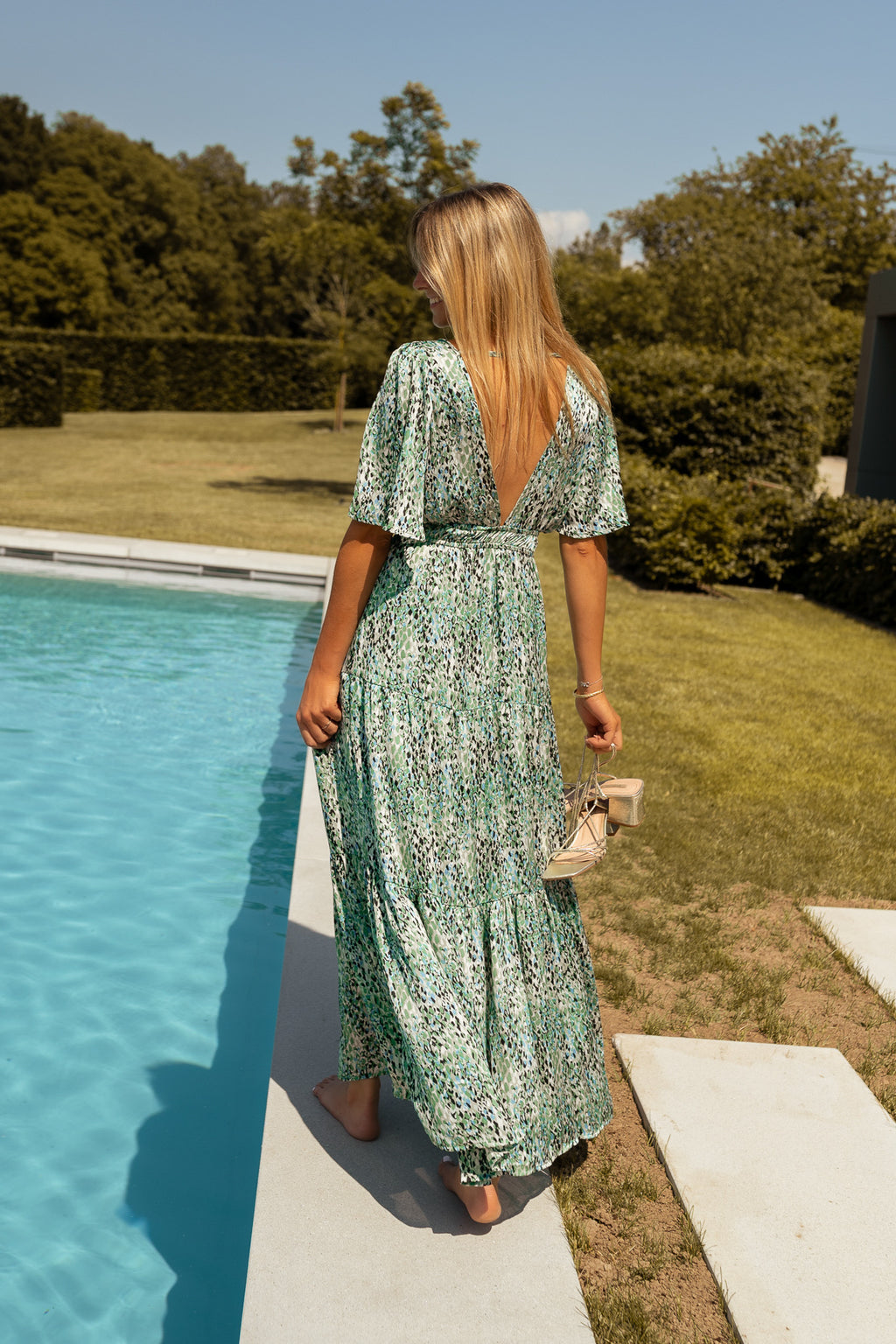 Robe Sienna - verte à motifs