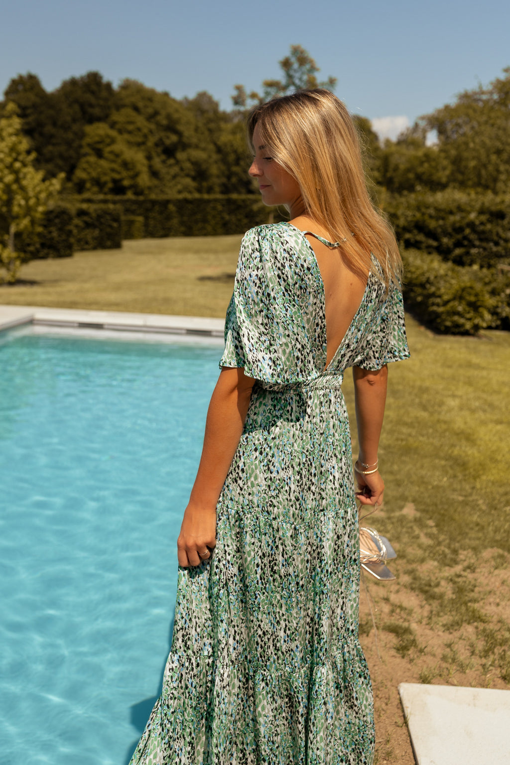 Robe Sienna - verte à motifs