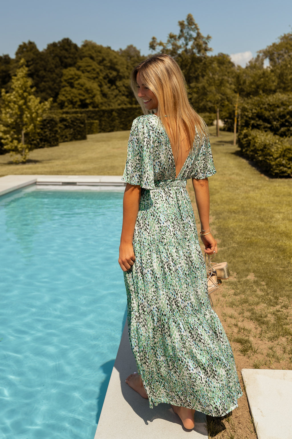 Robe Sienna - verte à motifs
