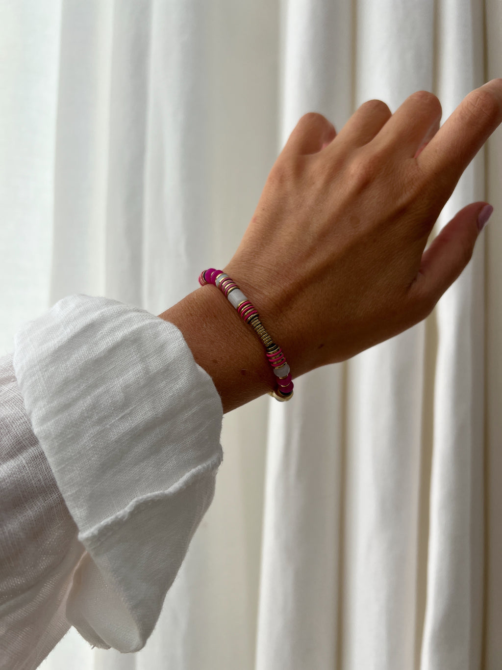 Bracelet Soizic - à perles roses