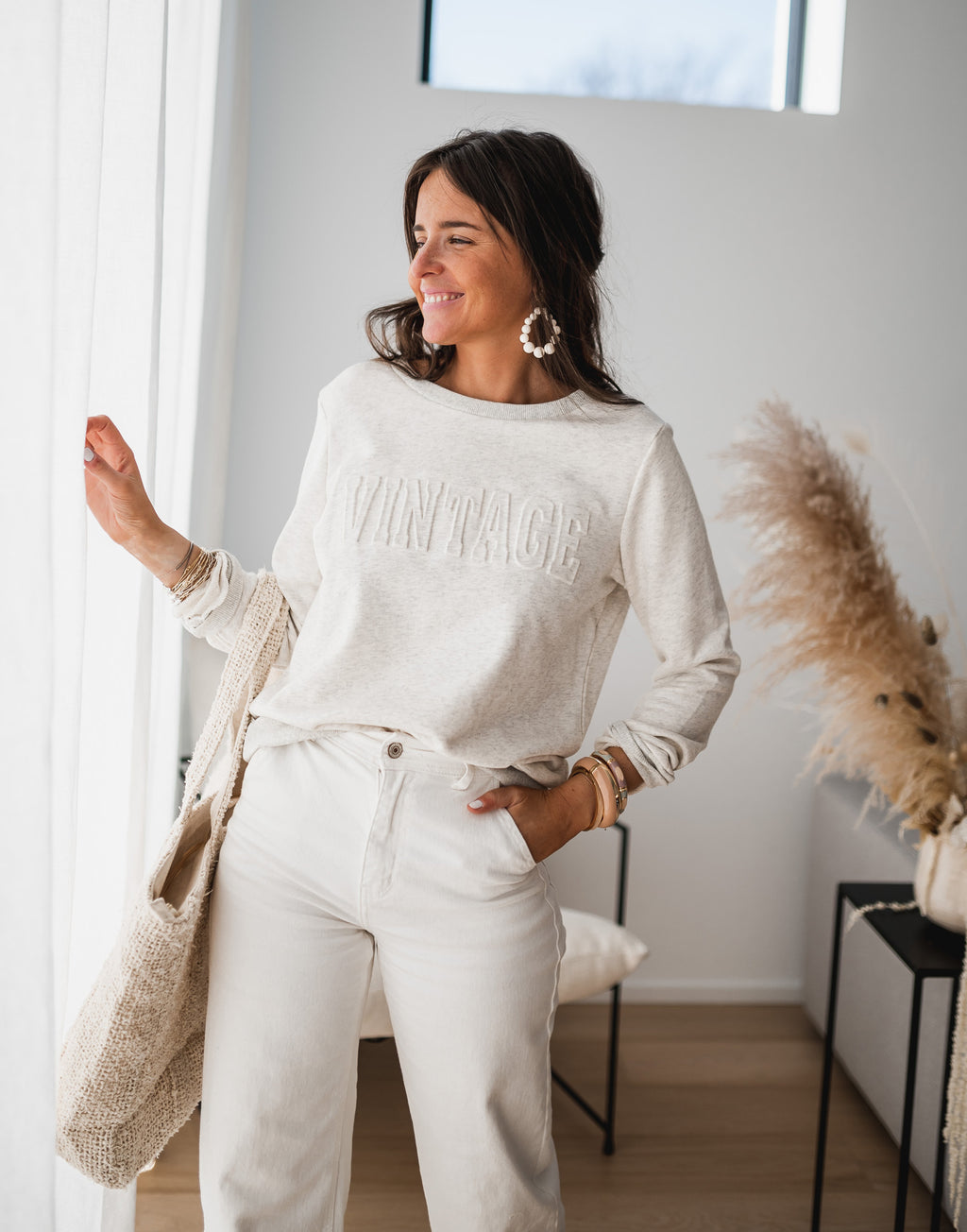 Sweatshirt Calijo - mottled beige