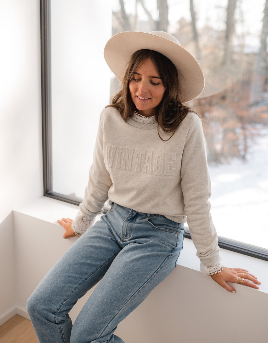 Sweatshirt Calijo - mottled beige