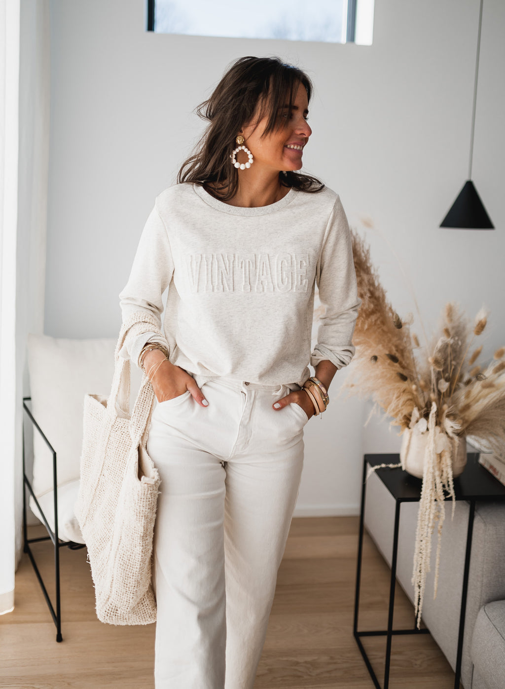 Sweatshirt Calijo - mottled beige
