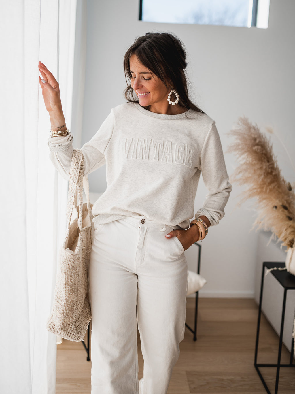 Sweatshirt Calijo - mottled beige