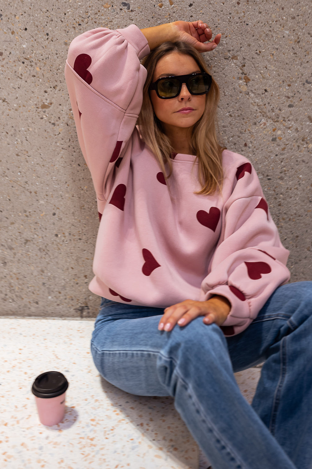 Fiona sweatshirt - Pink heart