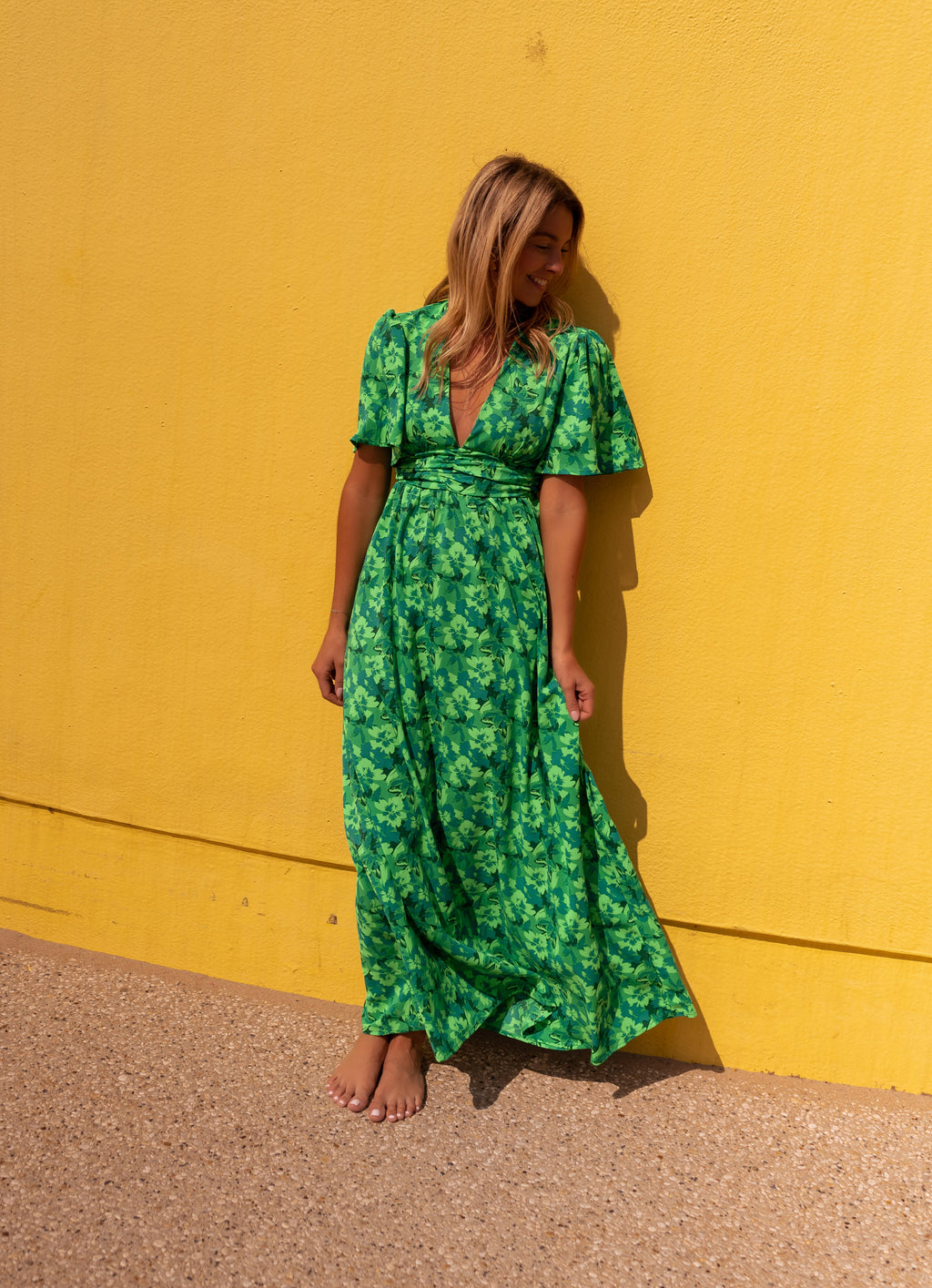 Dress Tiphaine - green patterned