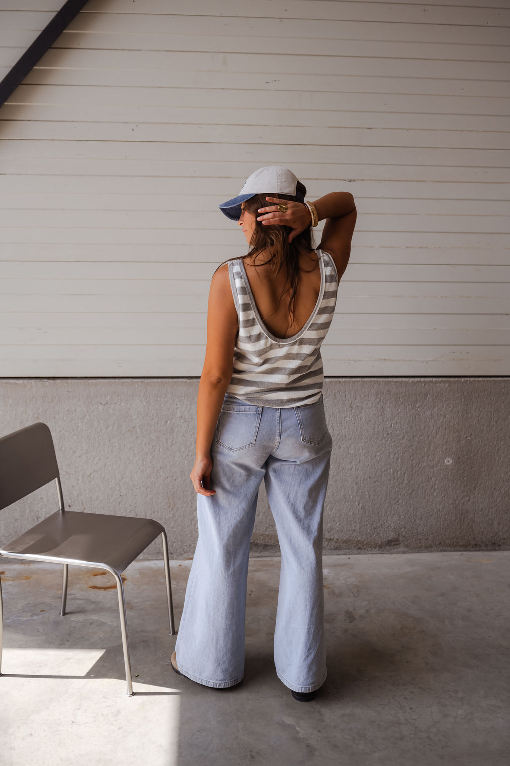 Top Hélé - gris et blanc