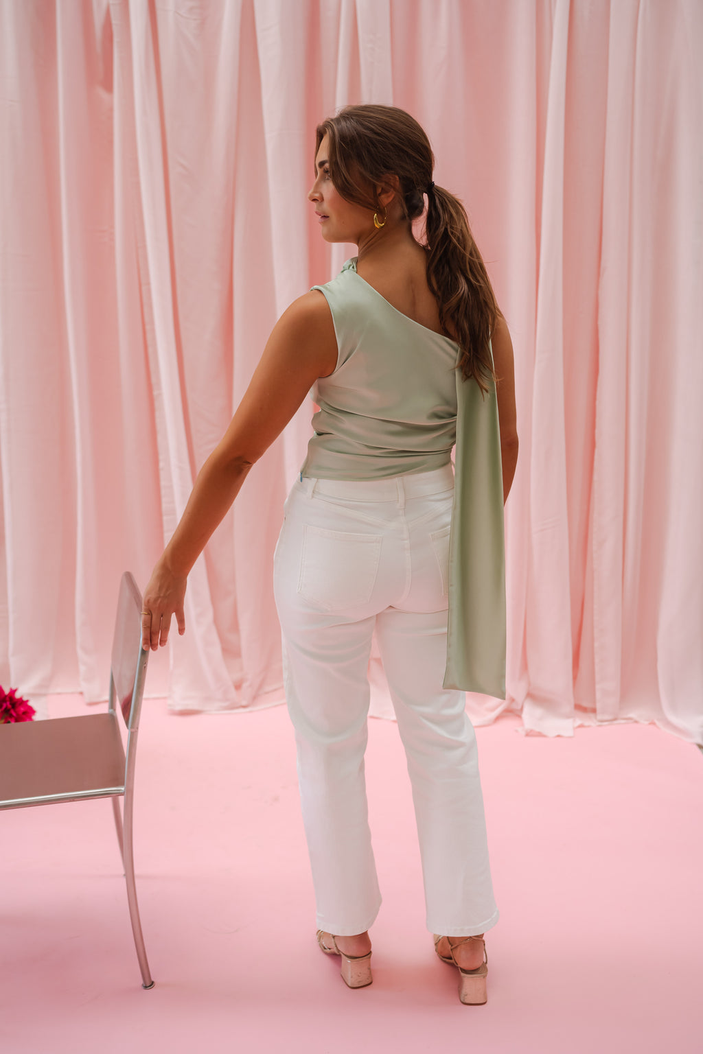 Ilga top - water green in satin