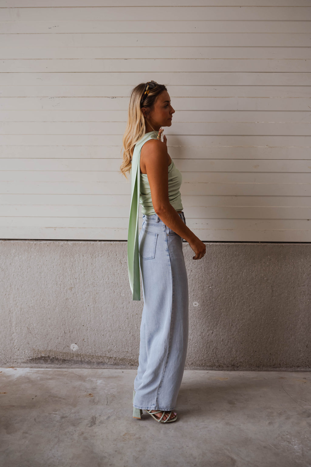 Ilga top - water green in satin