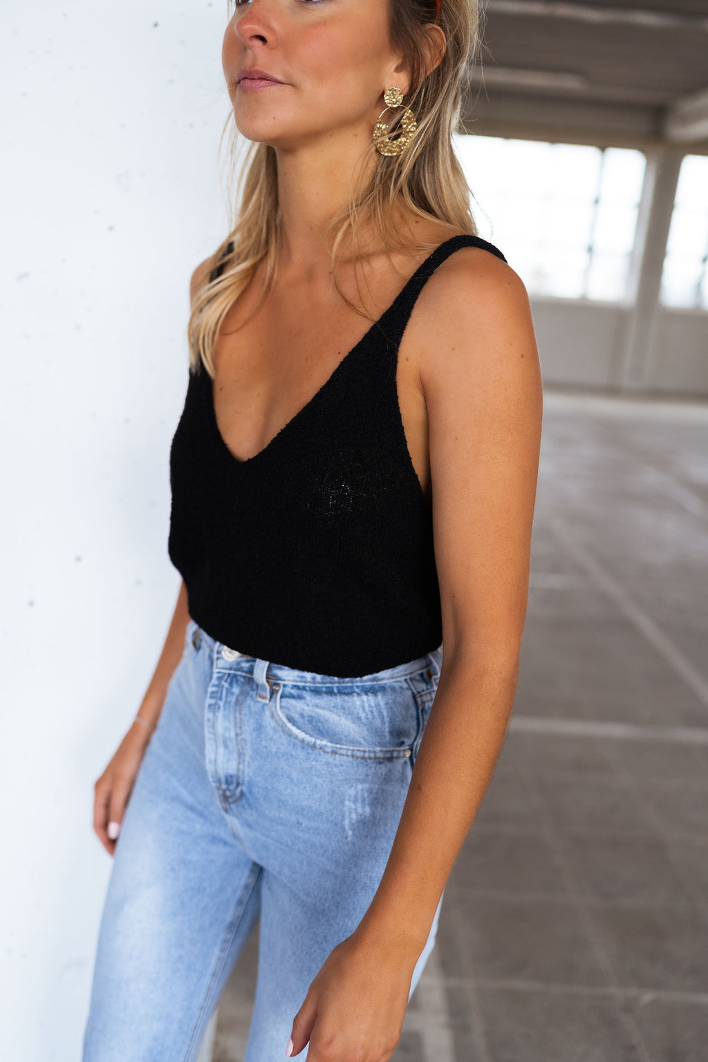 Neda wool effect top - Black 