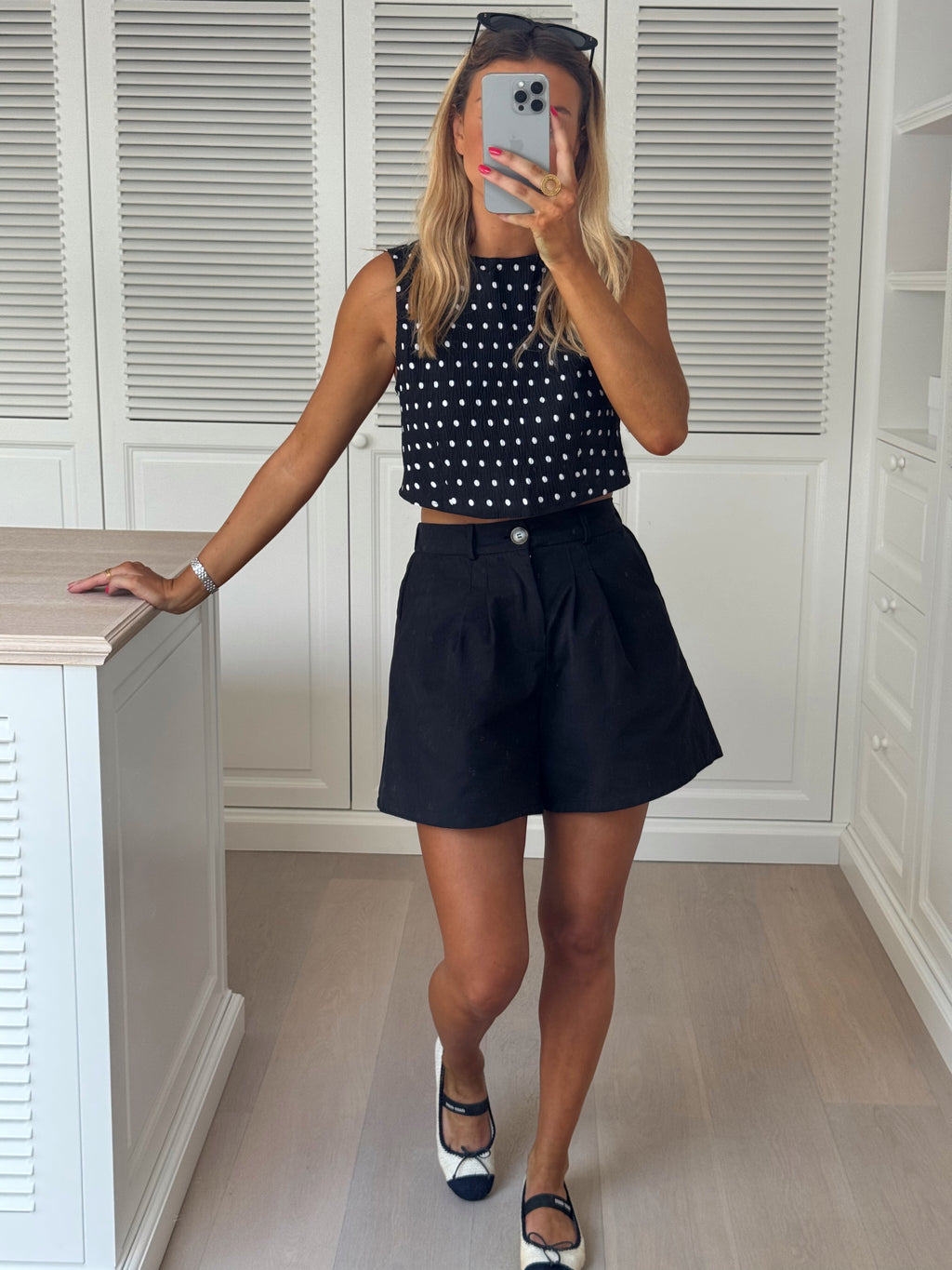 Top Pietra - noir à pois