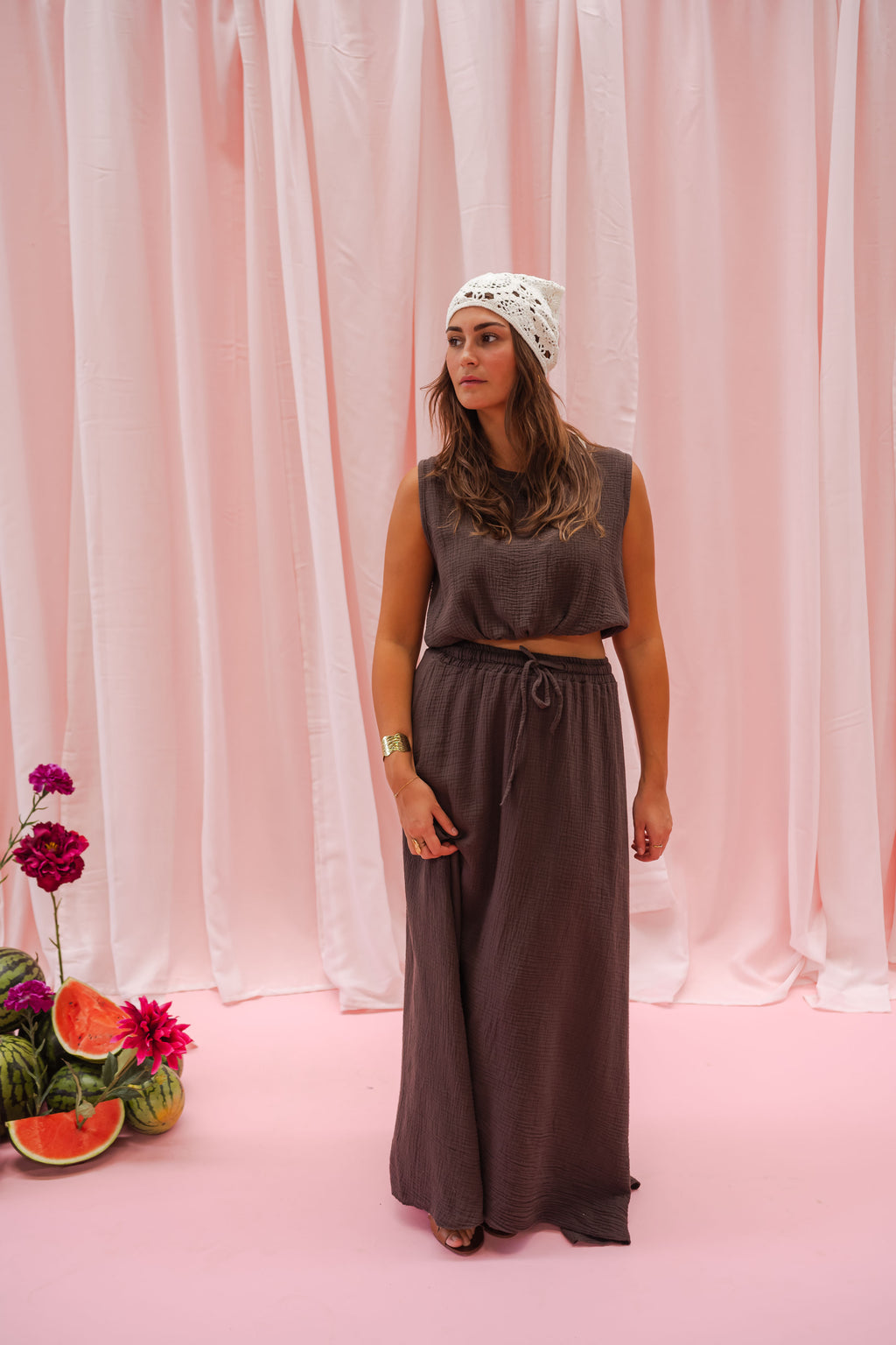 Salma top - chocolate cotton gauze