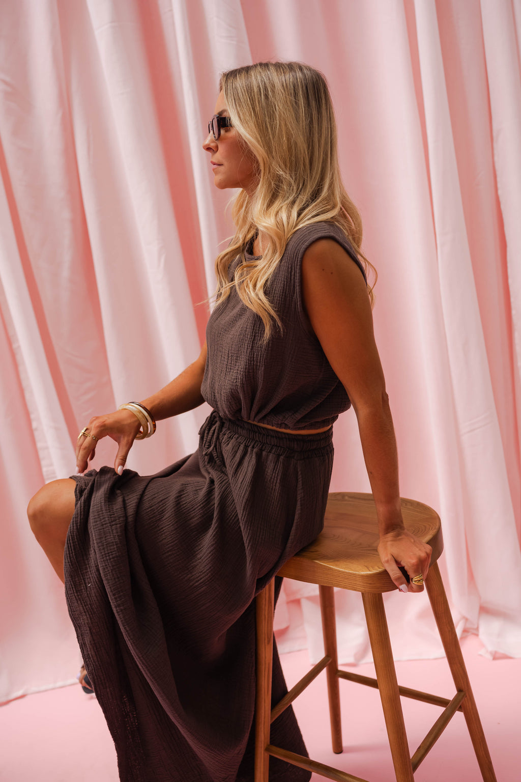 Salma top - chocolate cotton gauze