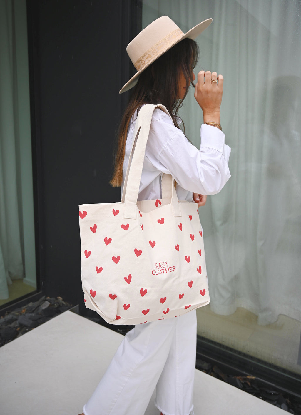 Tote bag Easy Clothes - with red hearts