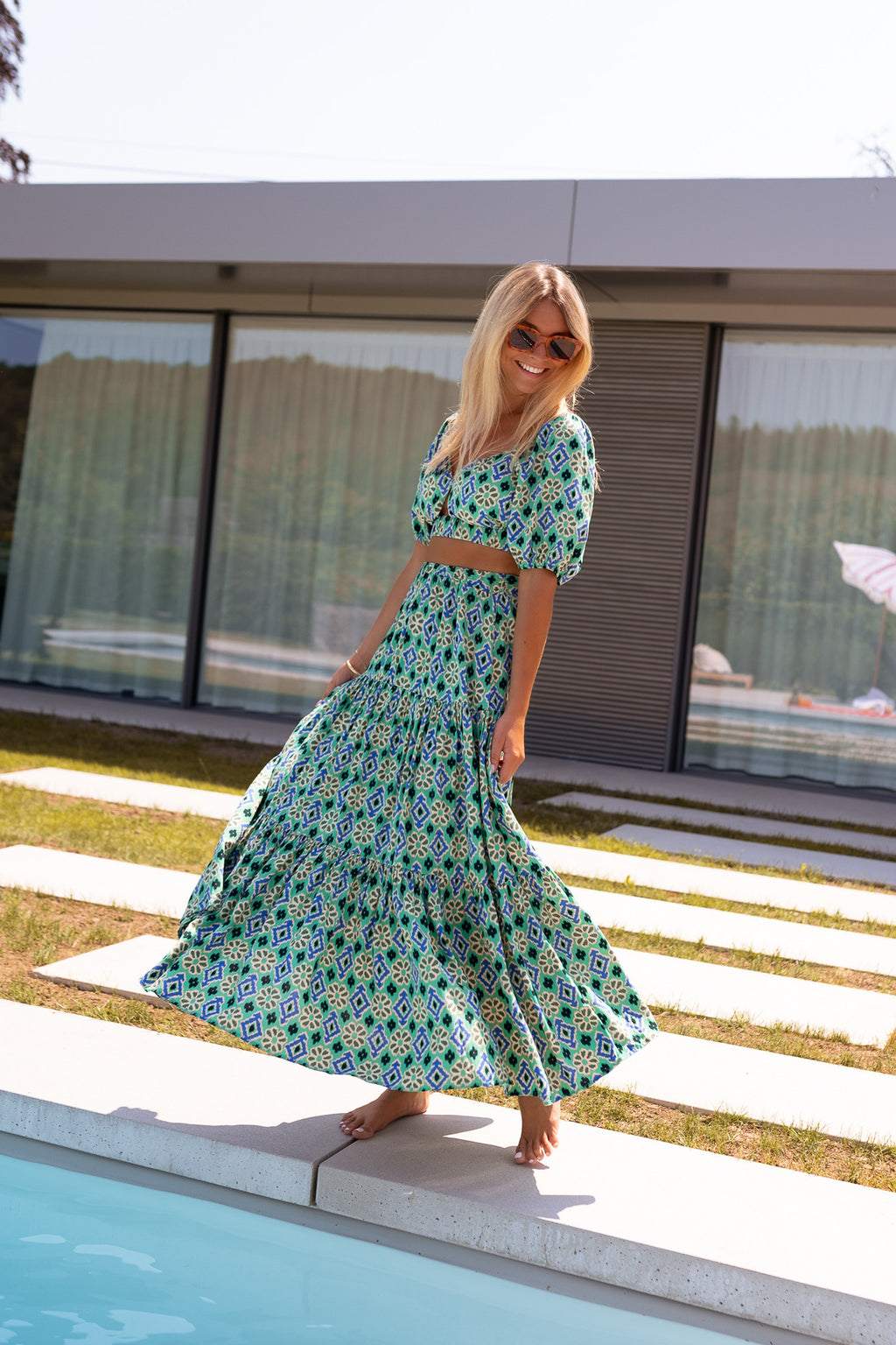 Top Vanessa - Green patterned