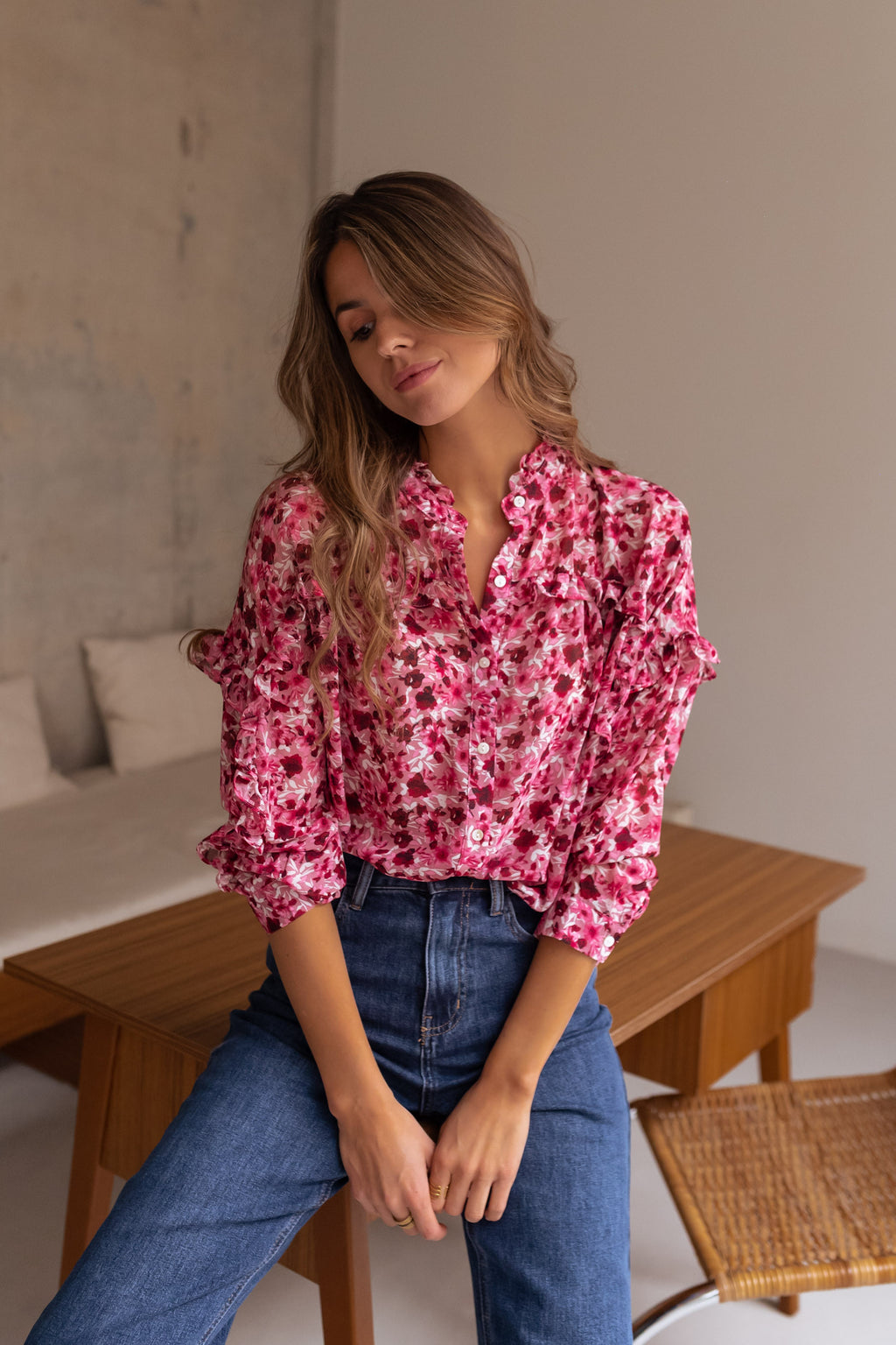 Ogda blouse - Pink floral