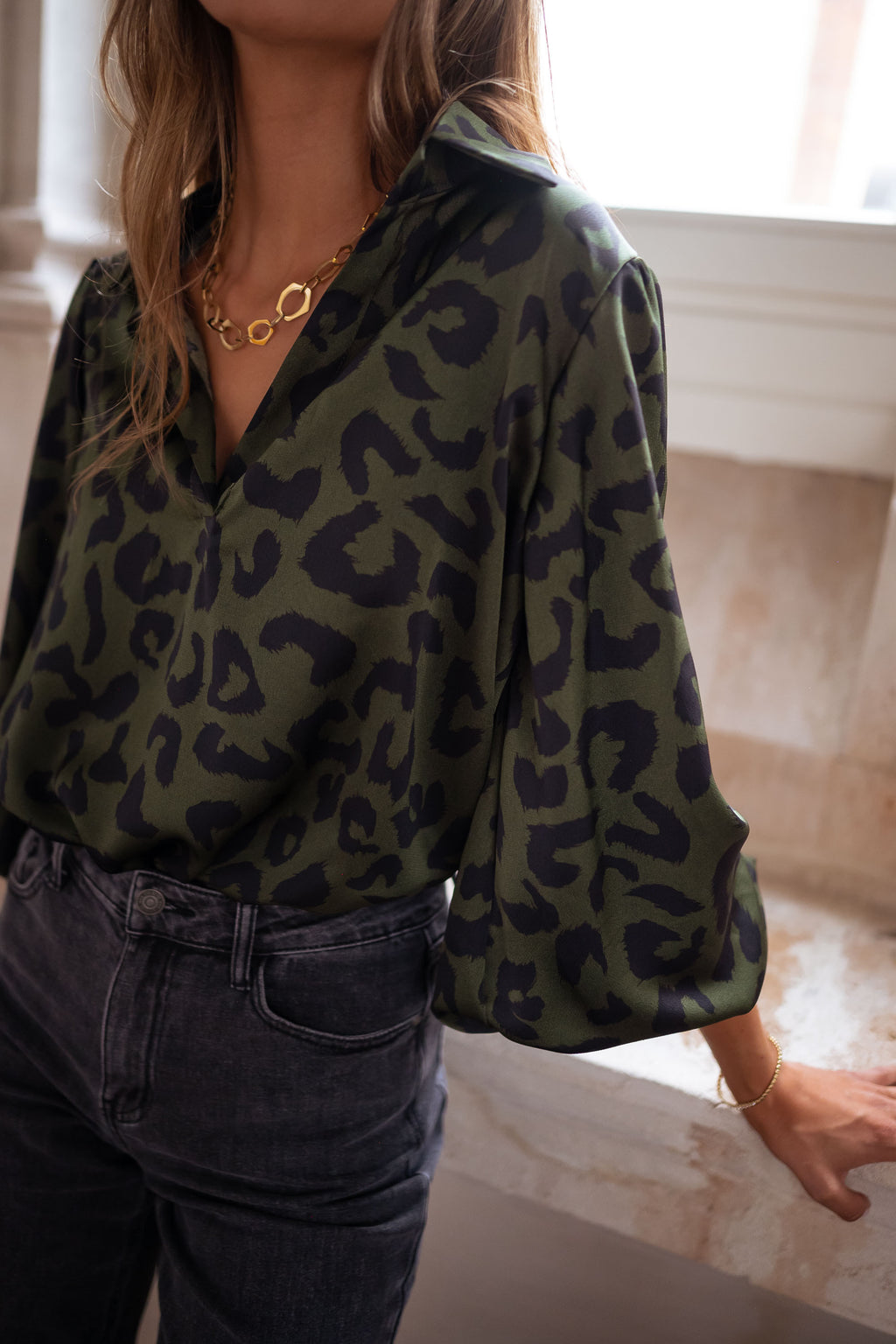 Triade blouse - leopard Khaki
