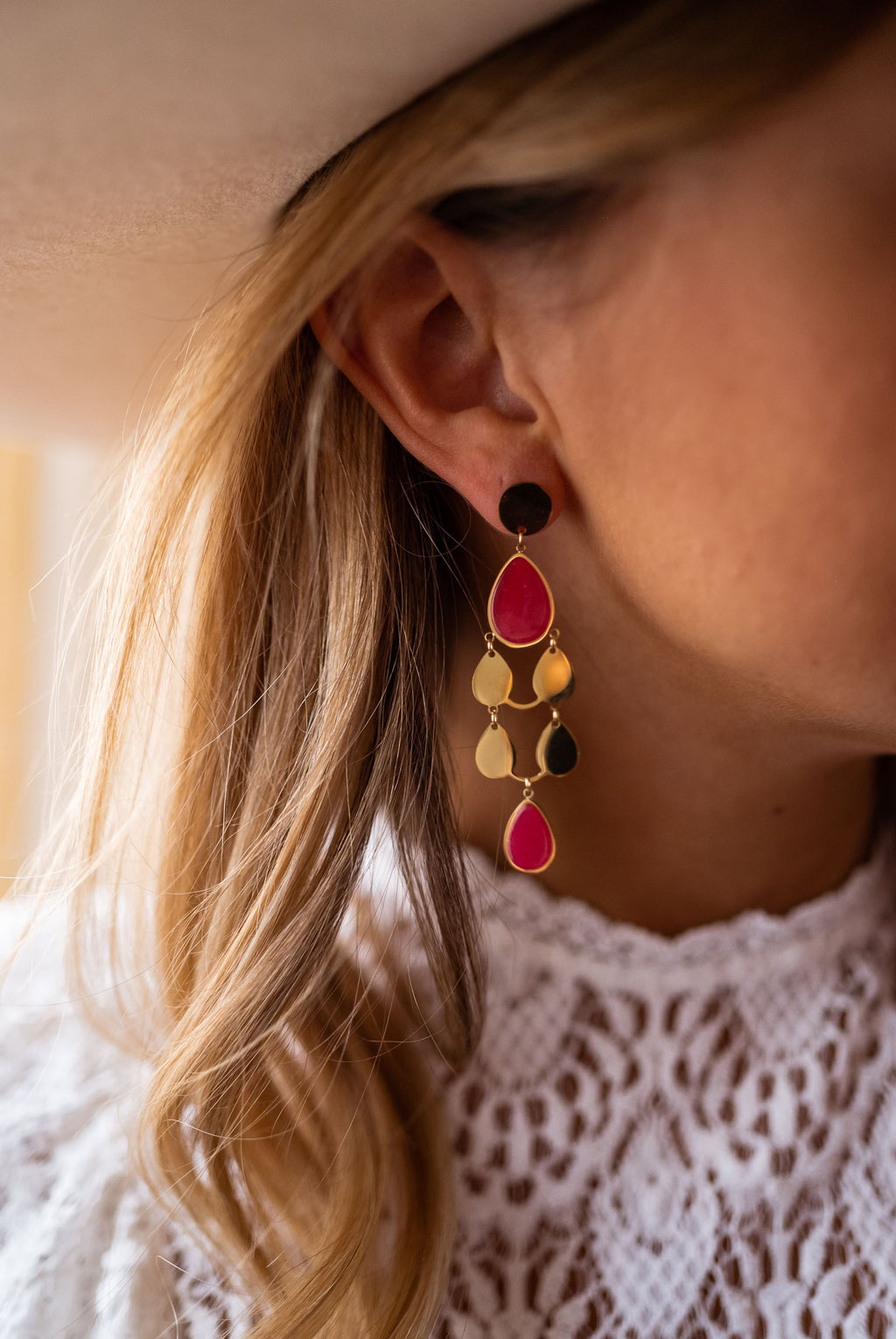 Noan earrings - Golden and pink