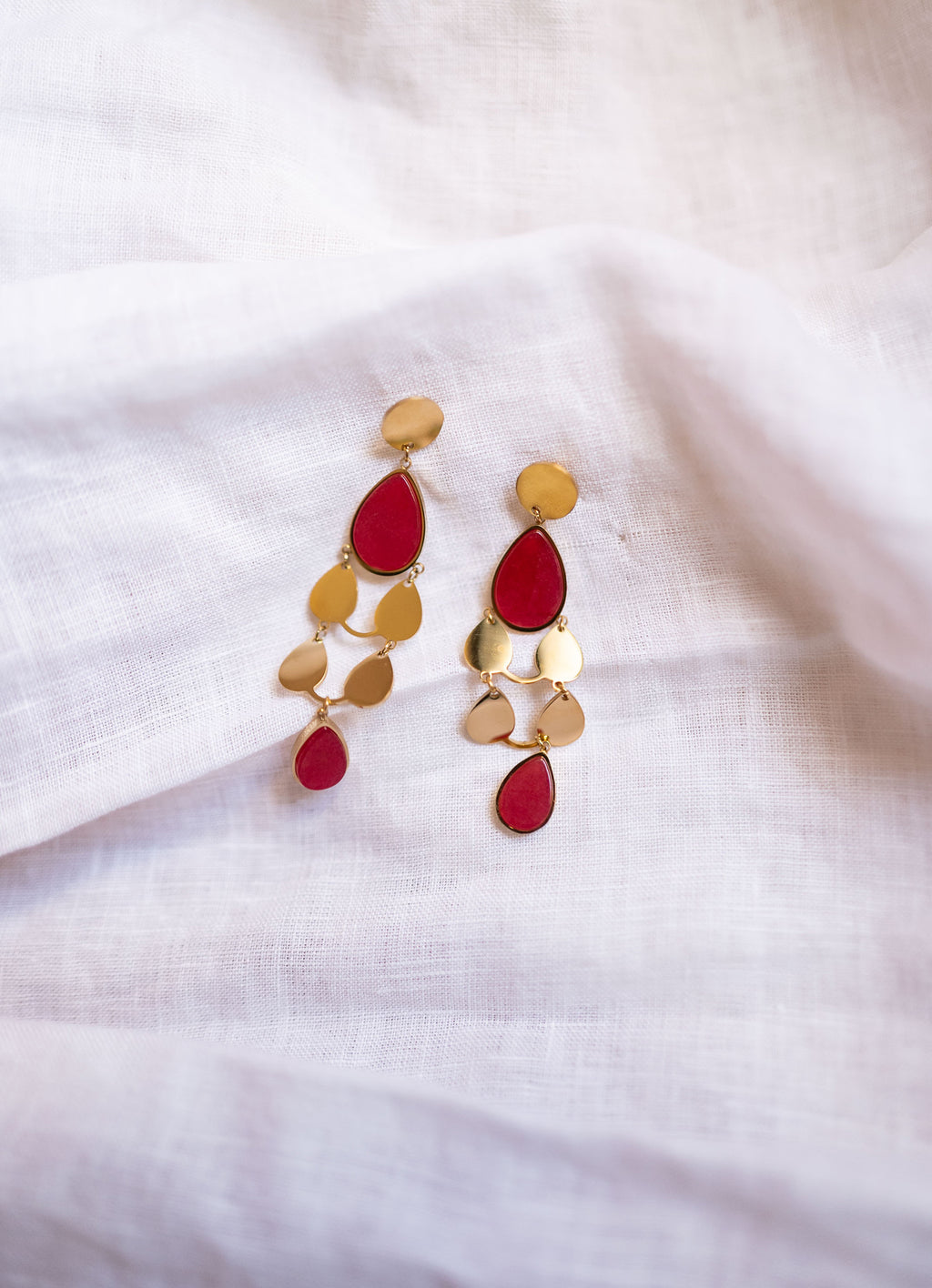 Noan earrings - Golden and pink