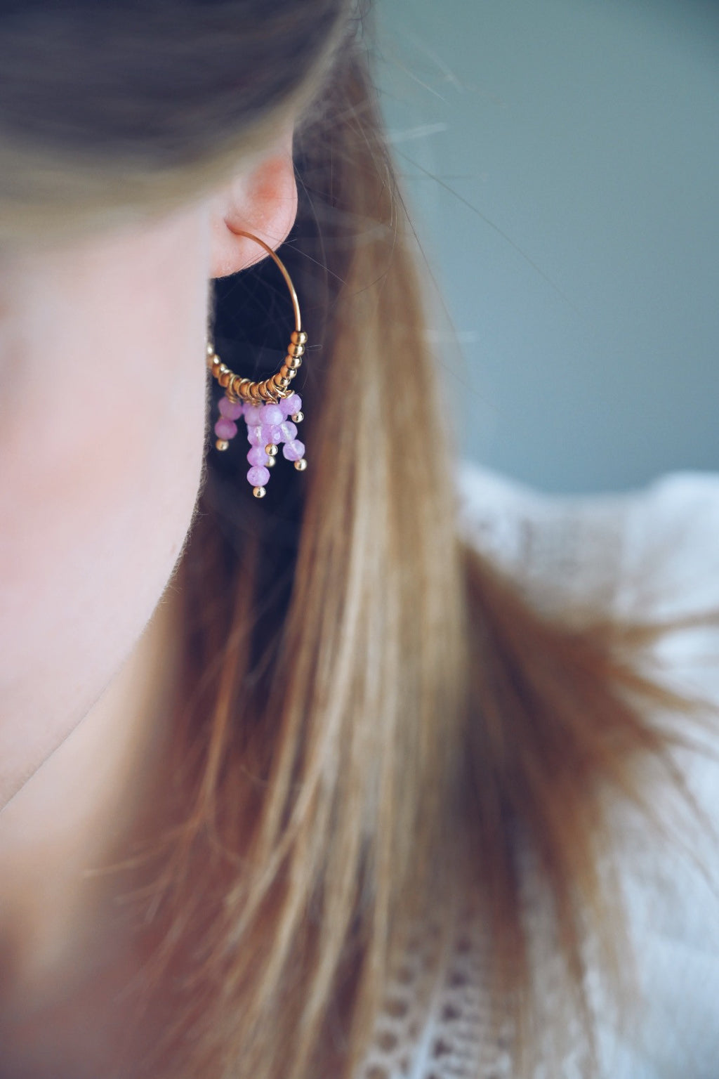 Zephir earrings - Golden pearl Purple