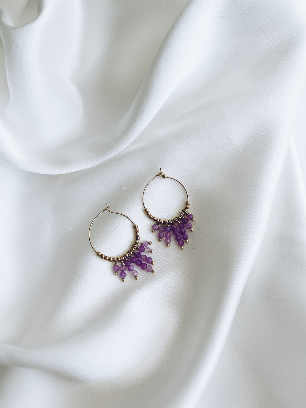 Zephir earrings - Golden pearl Purple