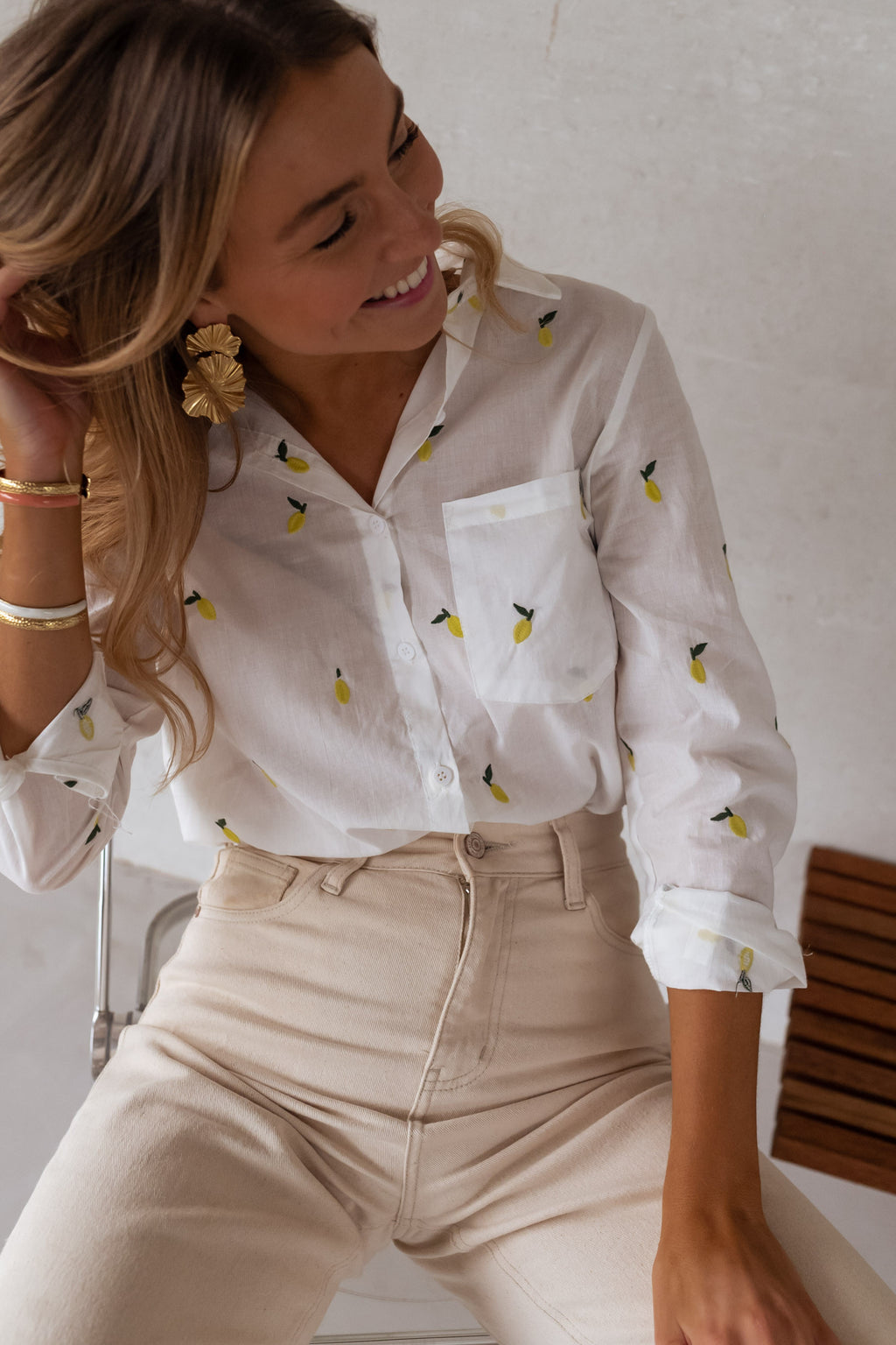 Ciara shirt - white patterned