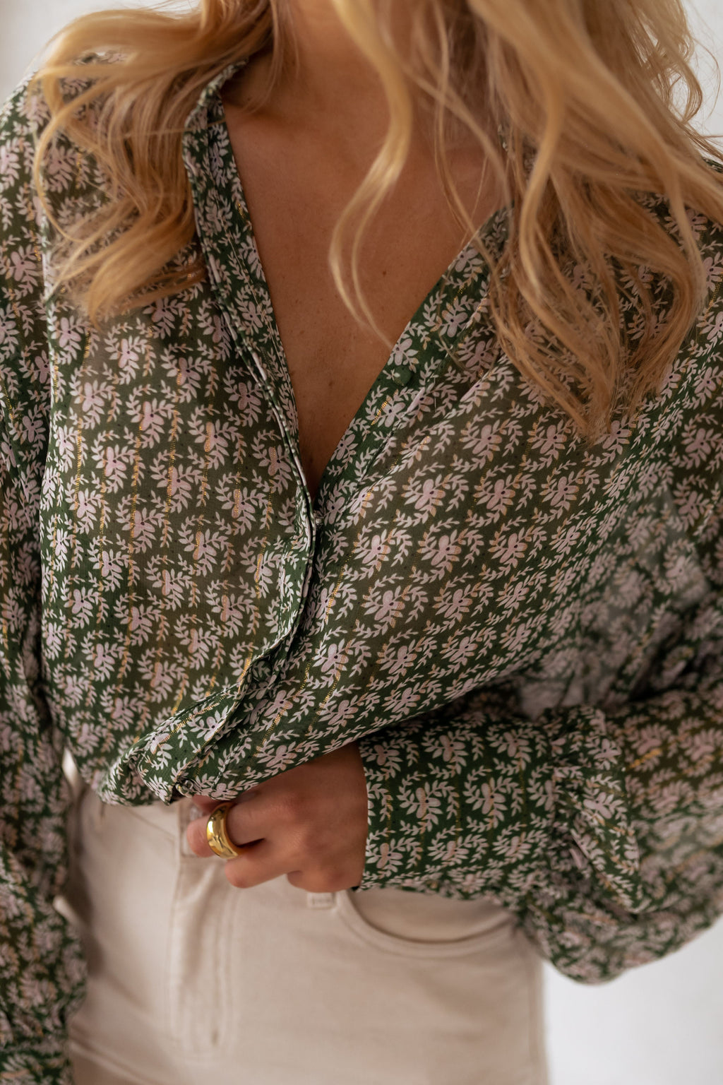 Regina shirt - green patterned