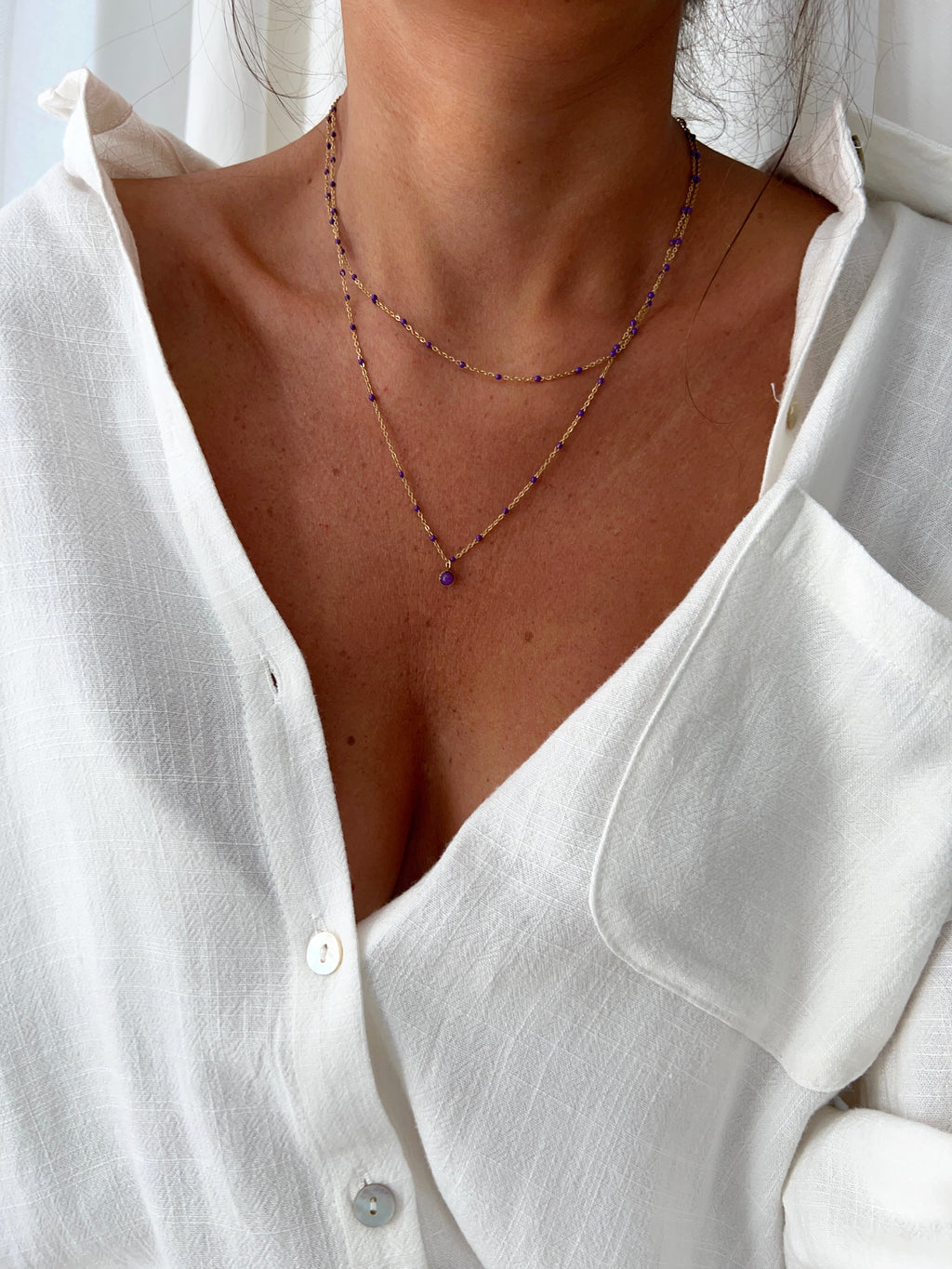 Luam necklace - Purple And Golden