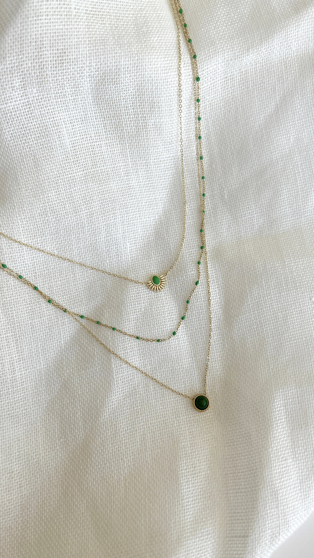 Nyla necklace - green and Golden