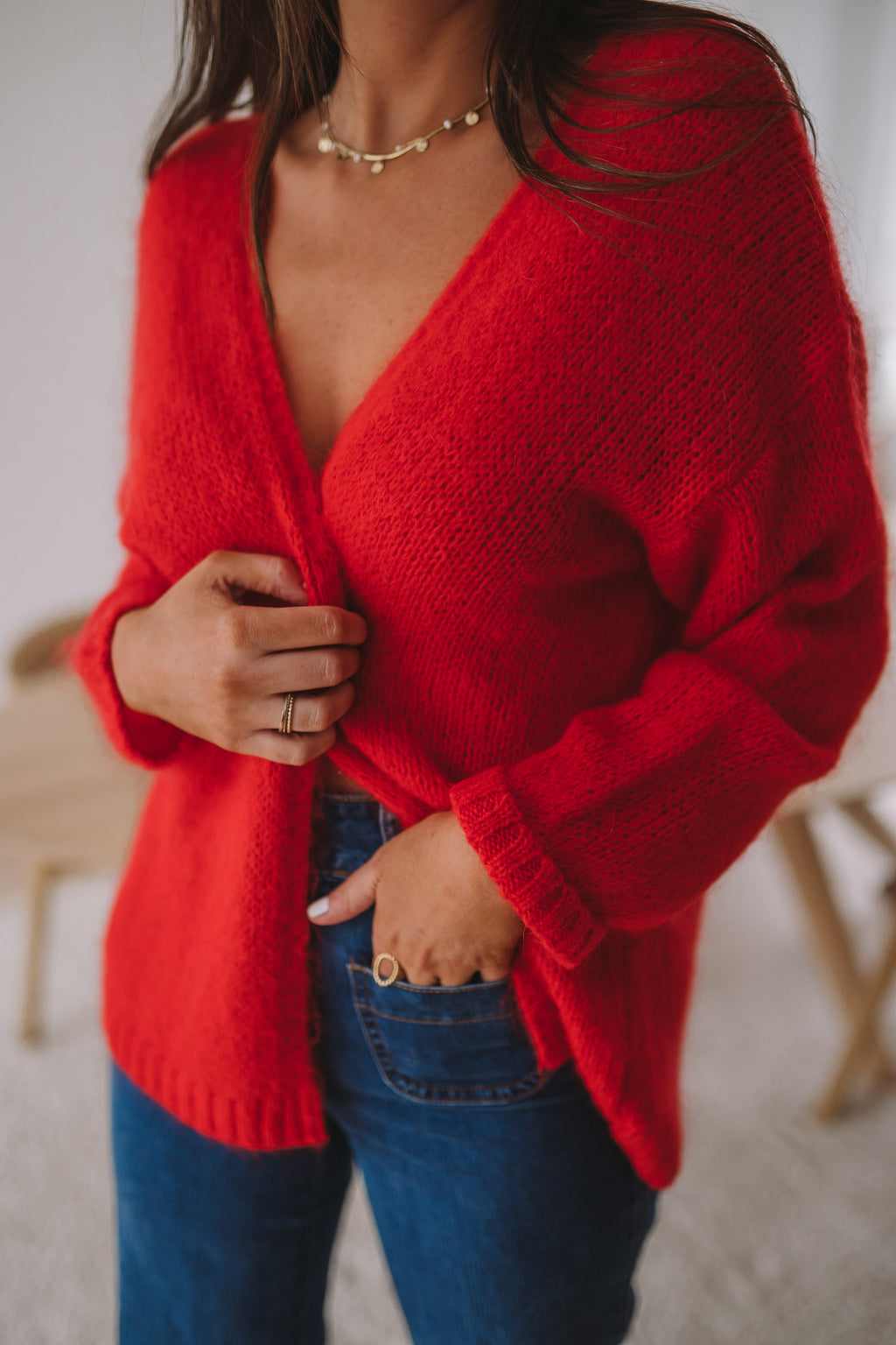 Cardigan Easy Clothes - red