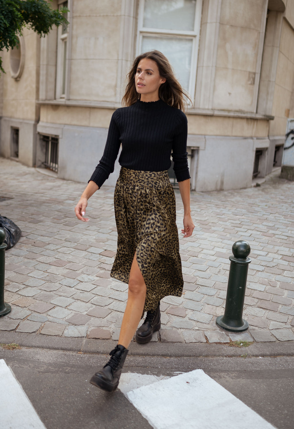 Rosalie skirt - patterned leopard Khaki