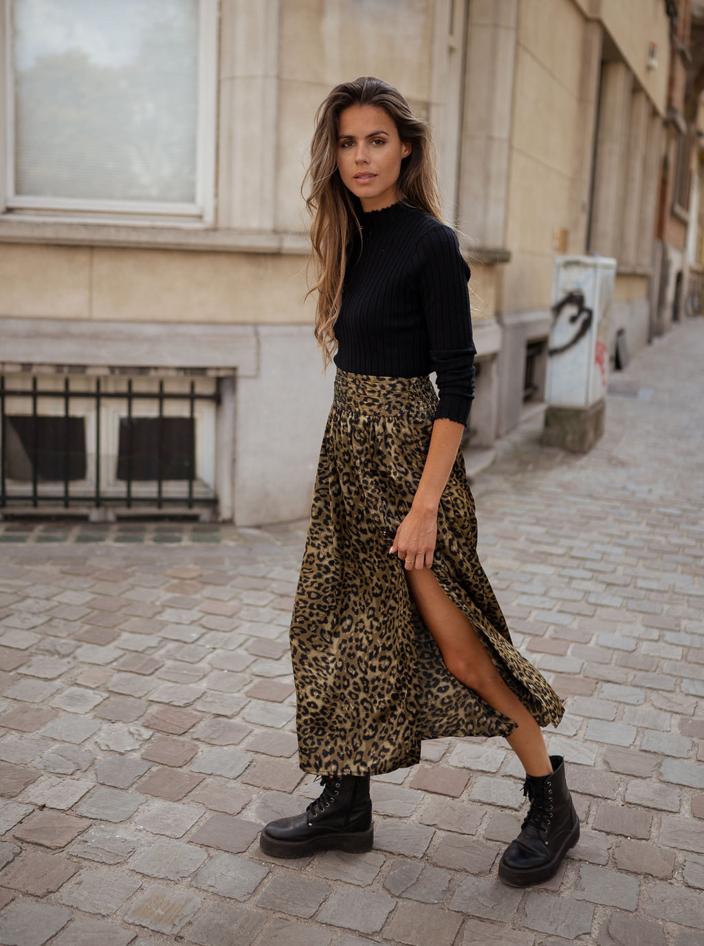 Rosalie skirt - patterned leopard Khaki